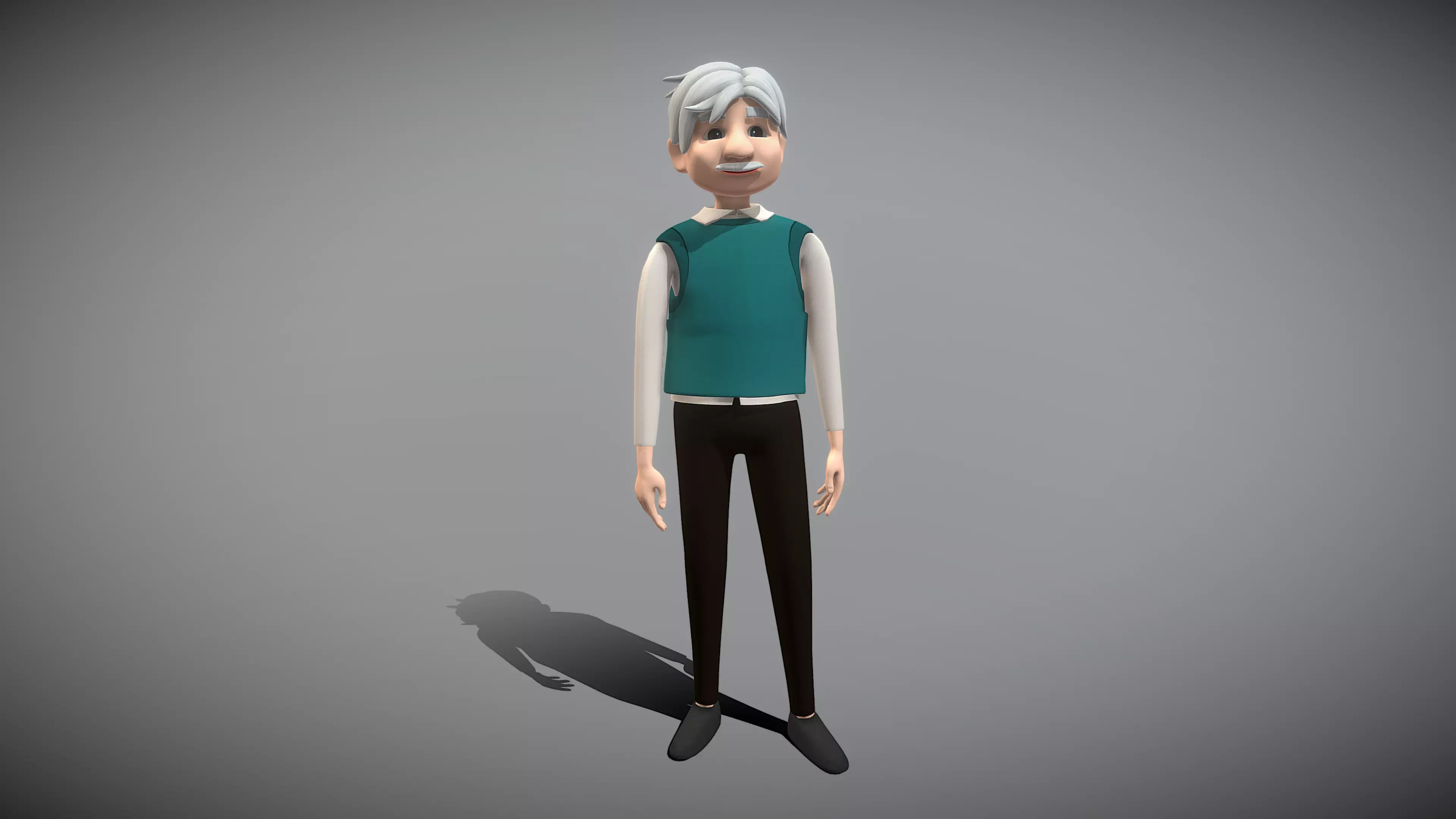 Cartoon Old Man Low-poly 3D model_0