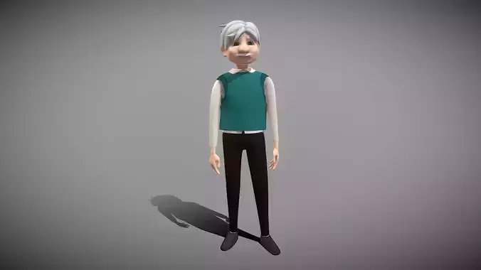 Cartoon Old Man Low-poly 3D model