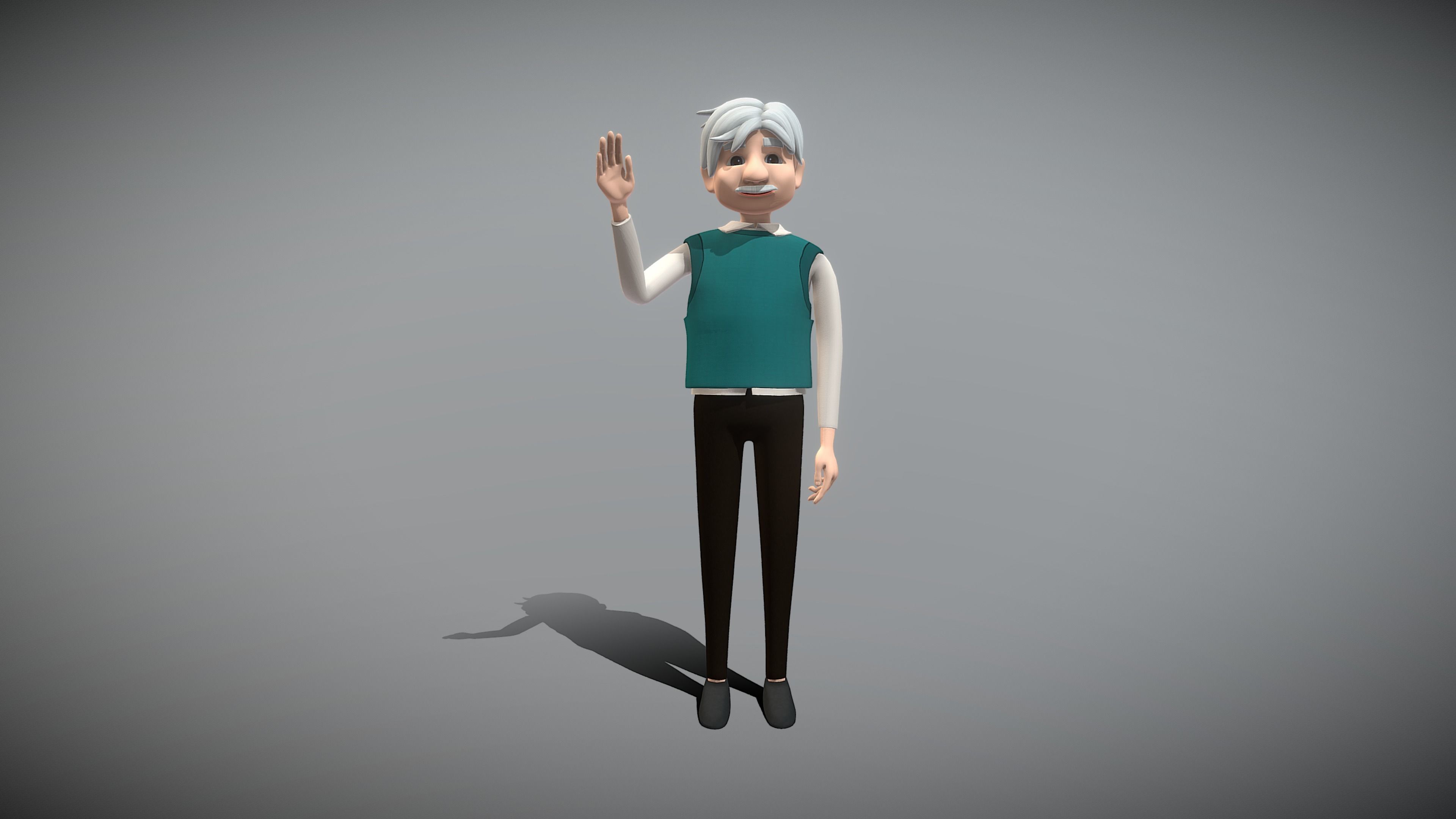 Cartoon Old Man Low-poly 3D model_10