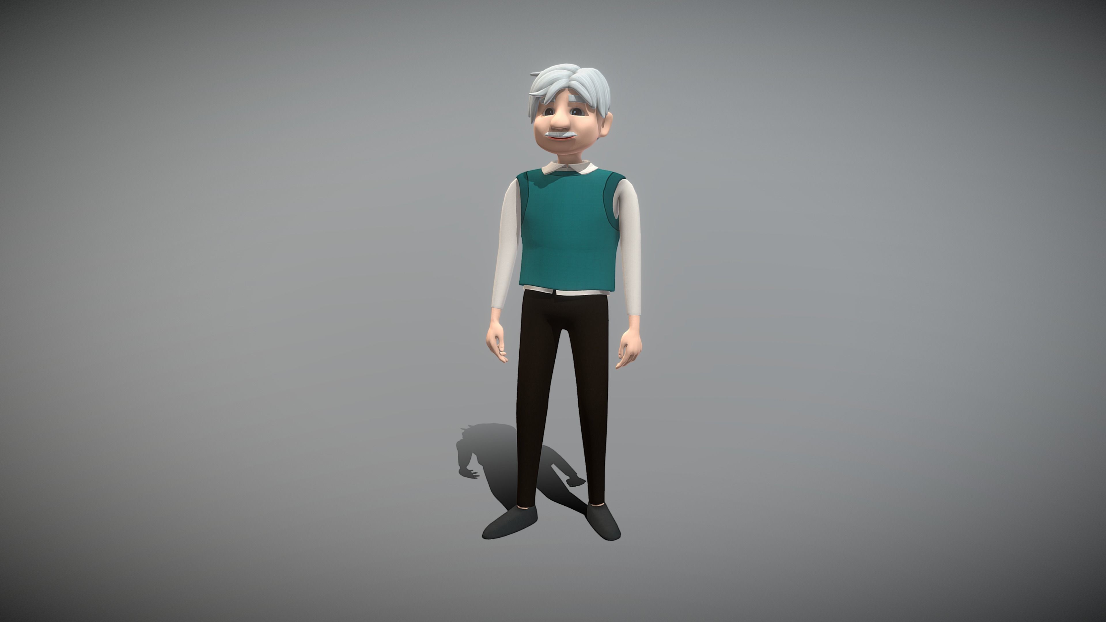 Cartoon Old Man Low-poly 3D model_8
