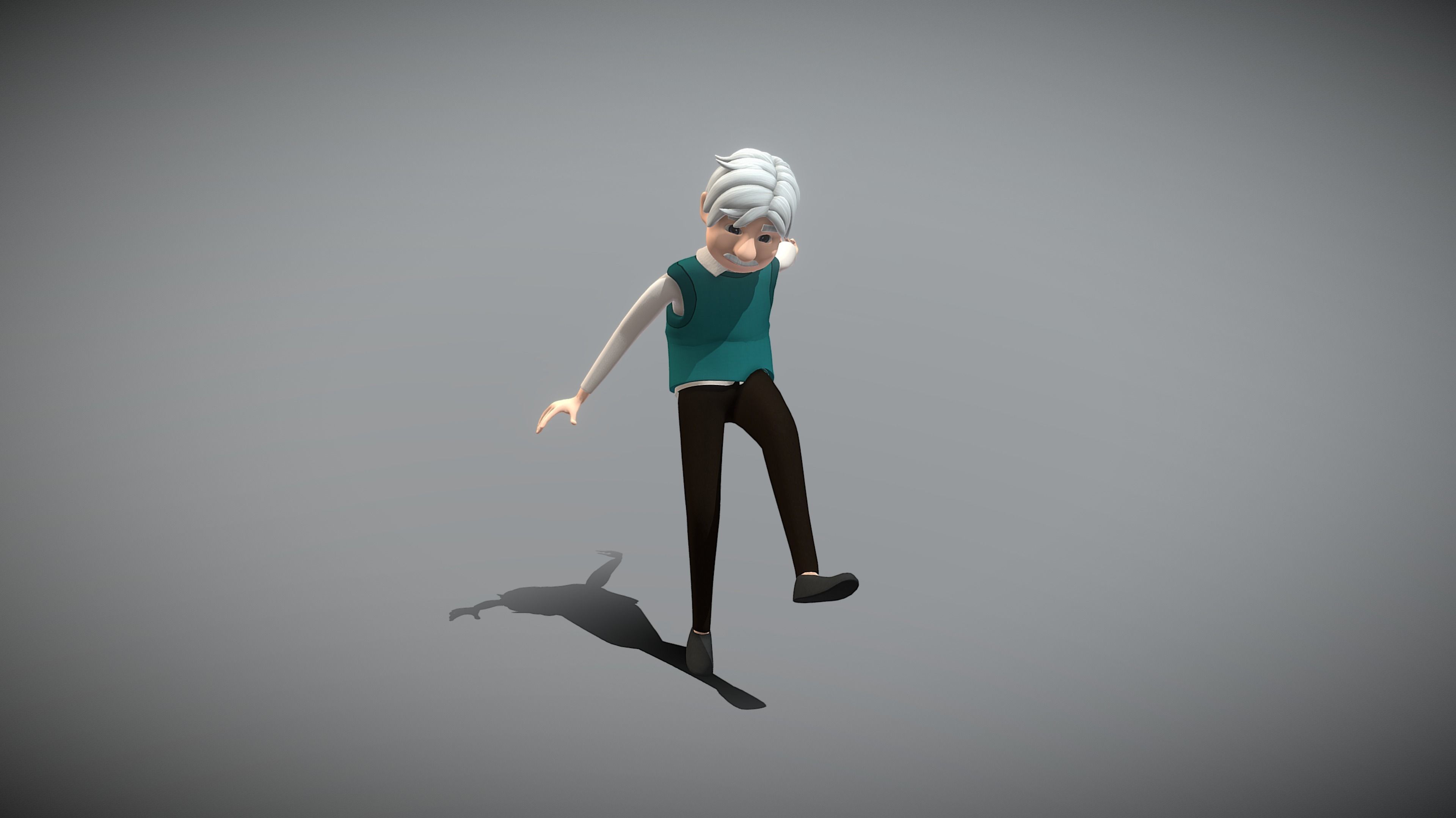 Cartoon Old Man Low-poly 3D model_5