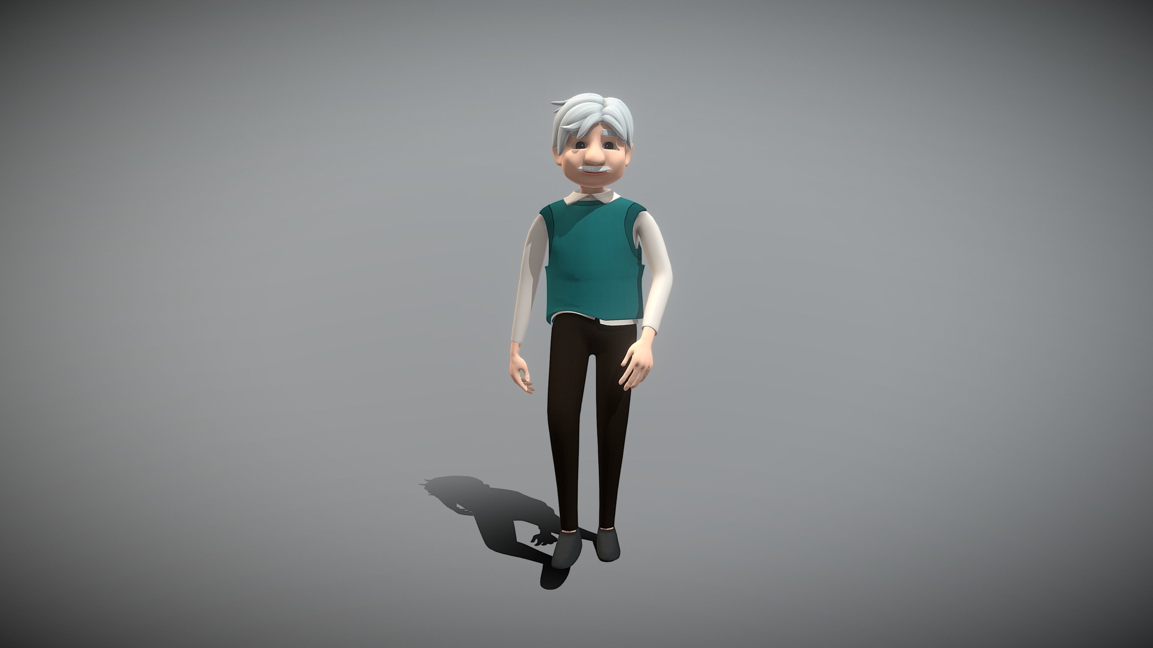 Cartoon Old Man Low-poly 3D model_3