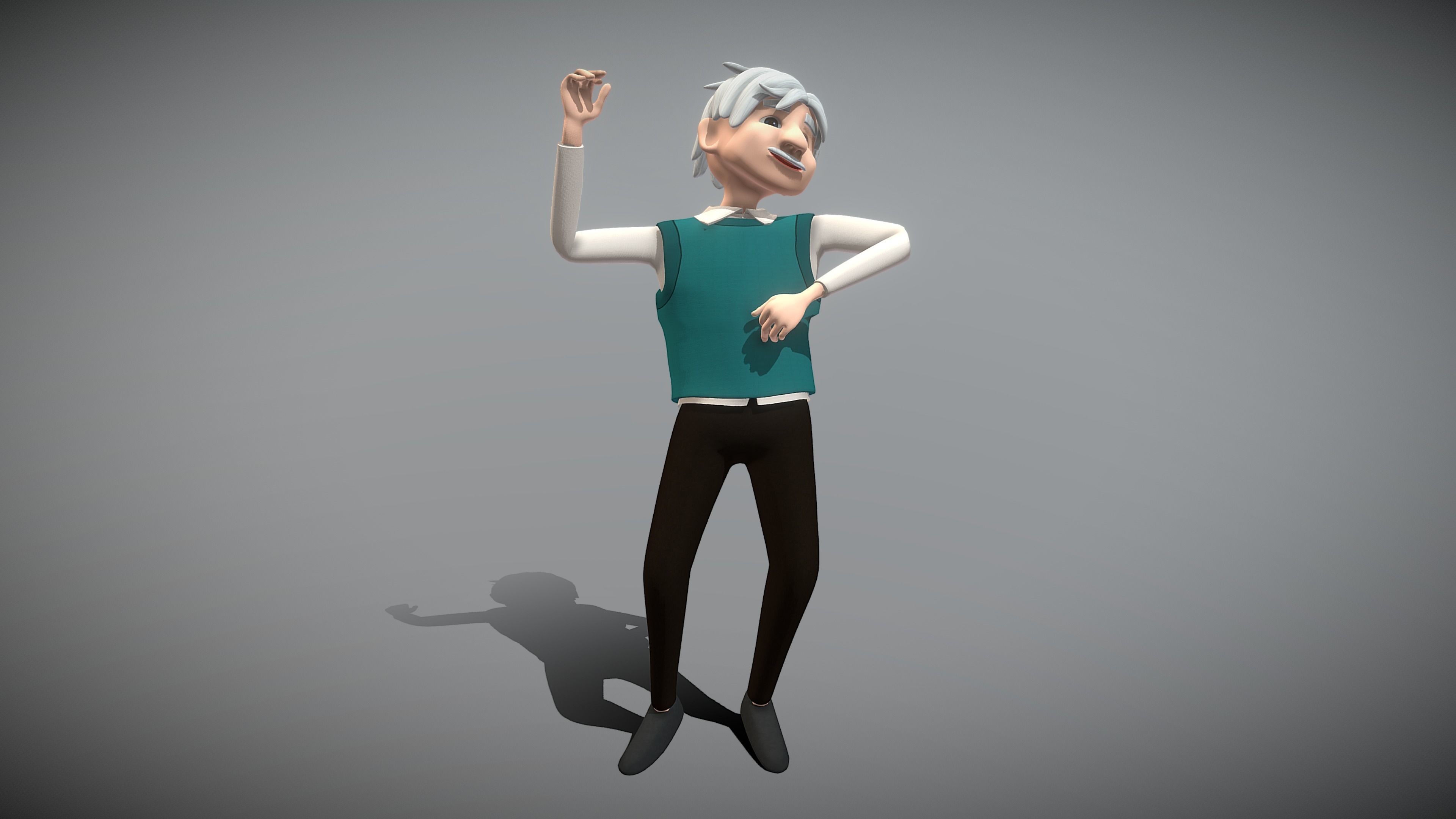 Cartoon Old Man Low-poly 3D model_7