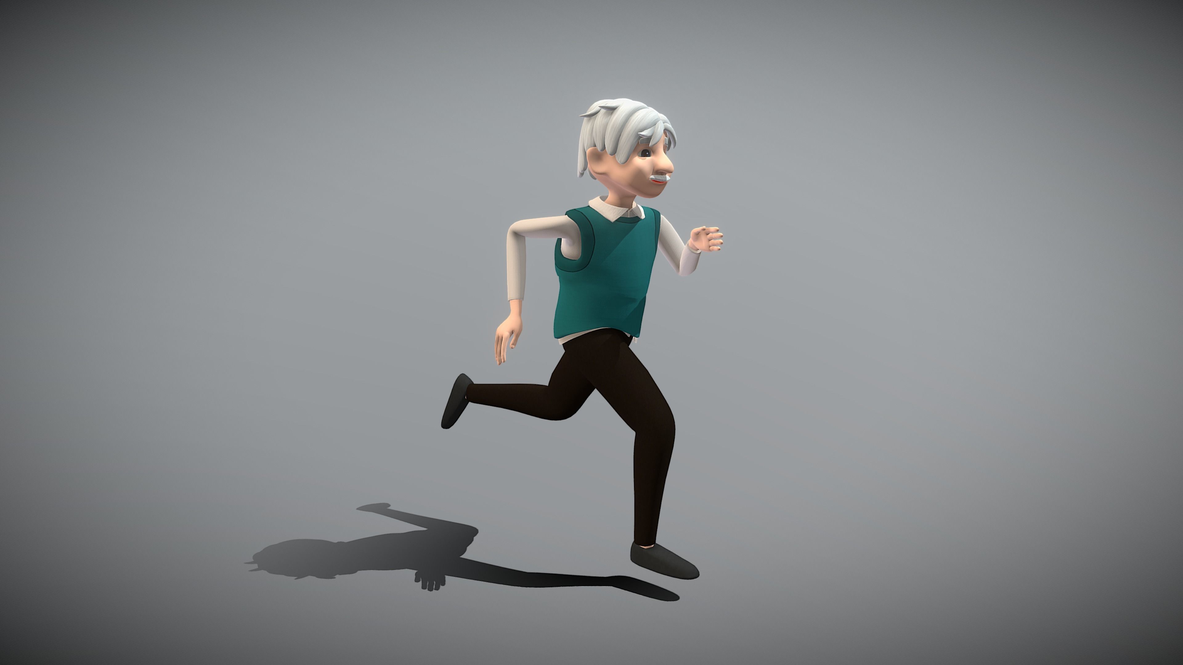 Cartoon Old Man Low-poly 3D model_4
