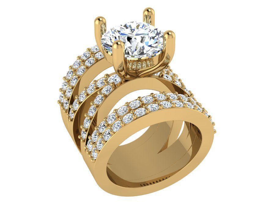 2-band luxurious diamond ring 2879 3D print model 3D print model_1