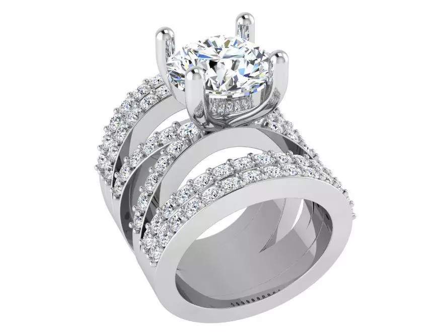 2-band luxurious diamond ring 2879 3D print model 3D print model_0
