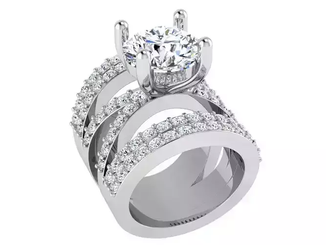 2-band luxurious diamond ring 2879 3D print model