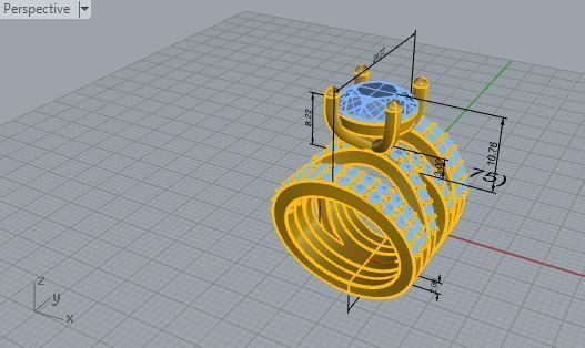 2-band luxurious diamond ring 2879 3D print model 3D print model_7