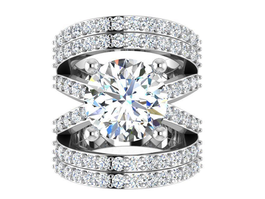 2-band luxurious diamond ring 2879 3D print model 3D print model_2