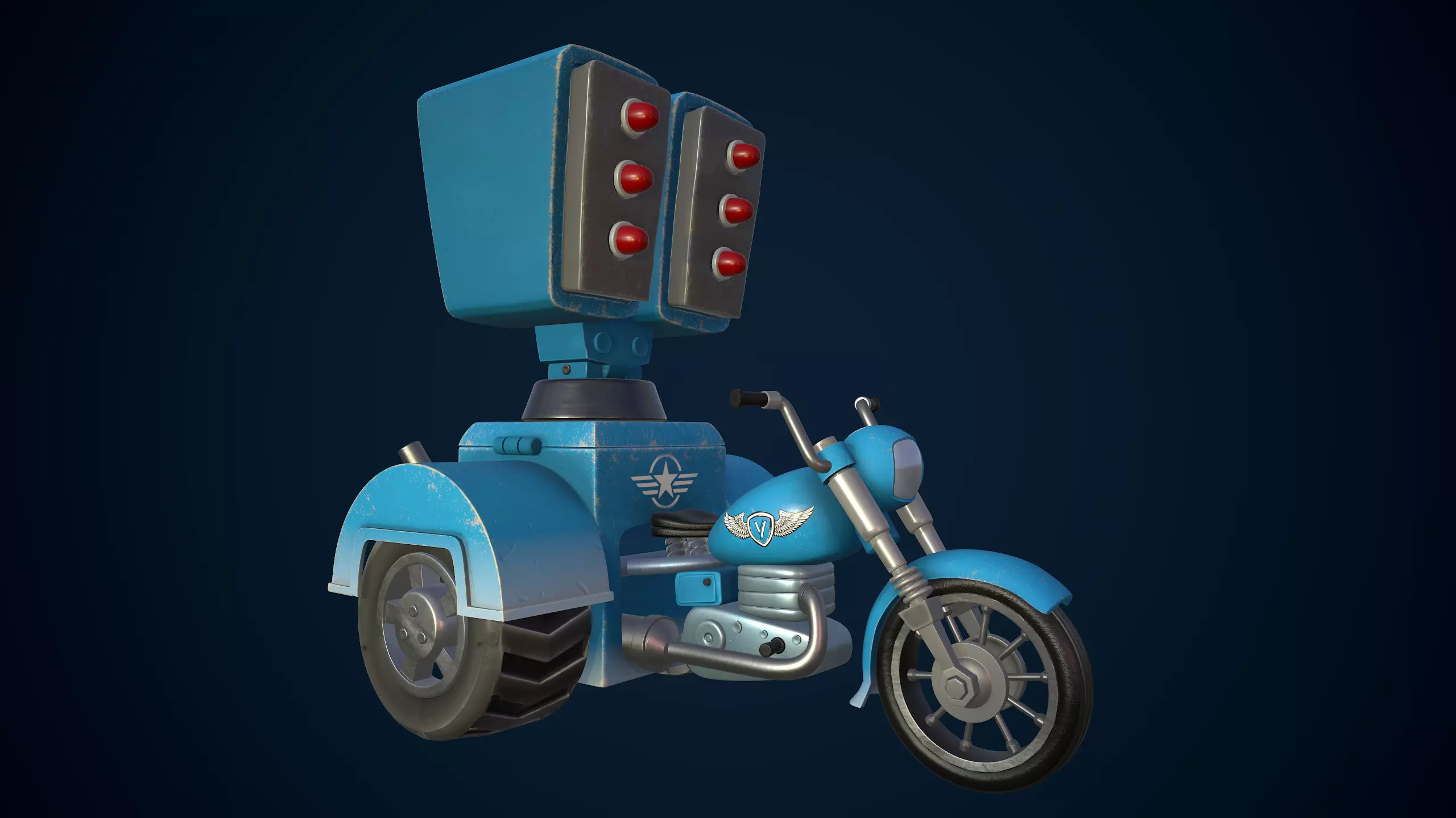 Motorcycle with two lights Low-poly 3D model_0