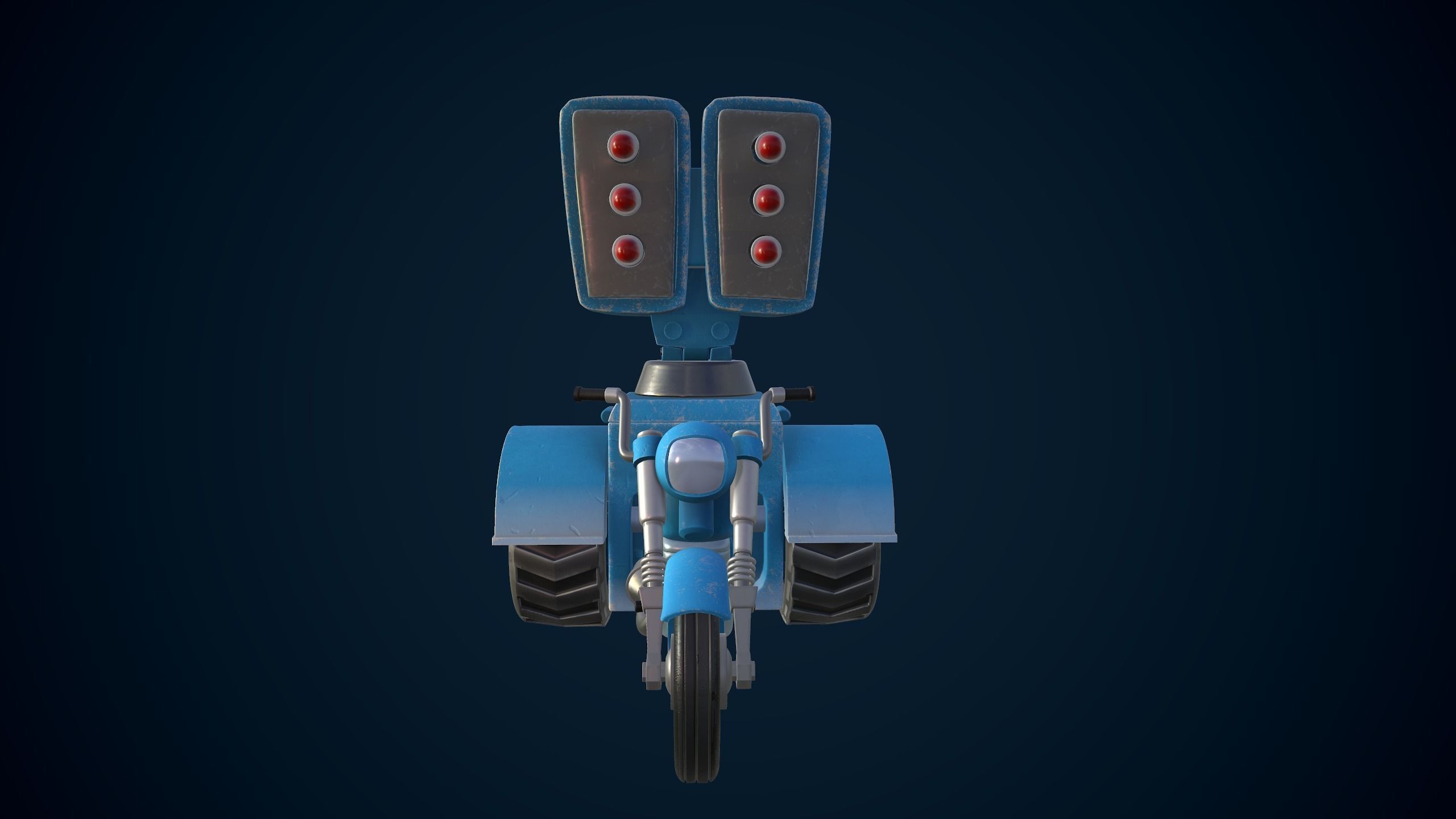 Motorcycle with two lights Low-poly 3D model_1