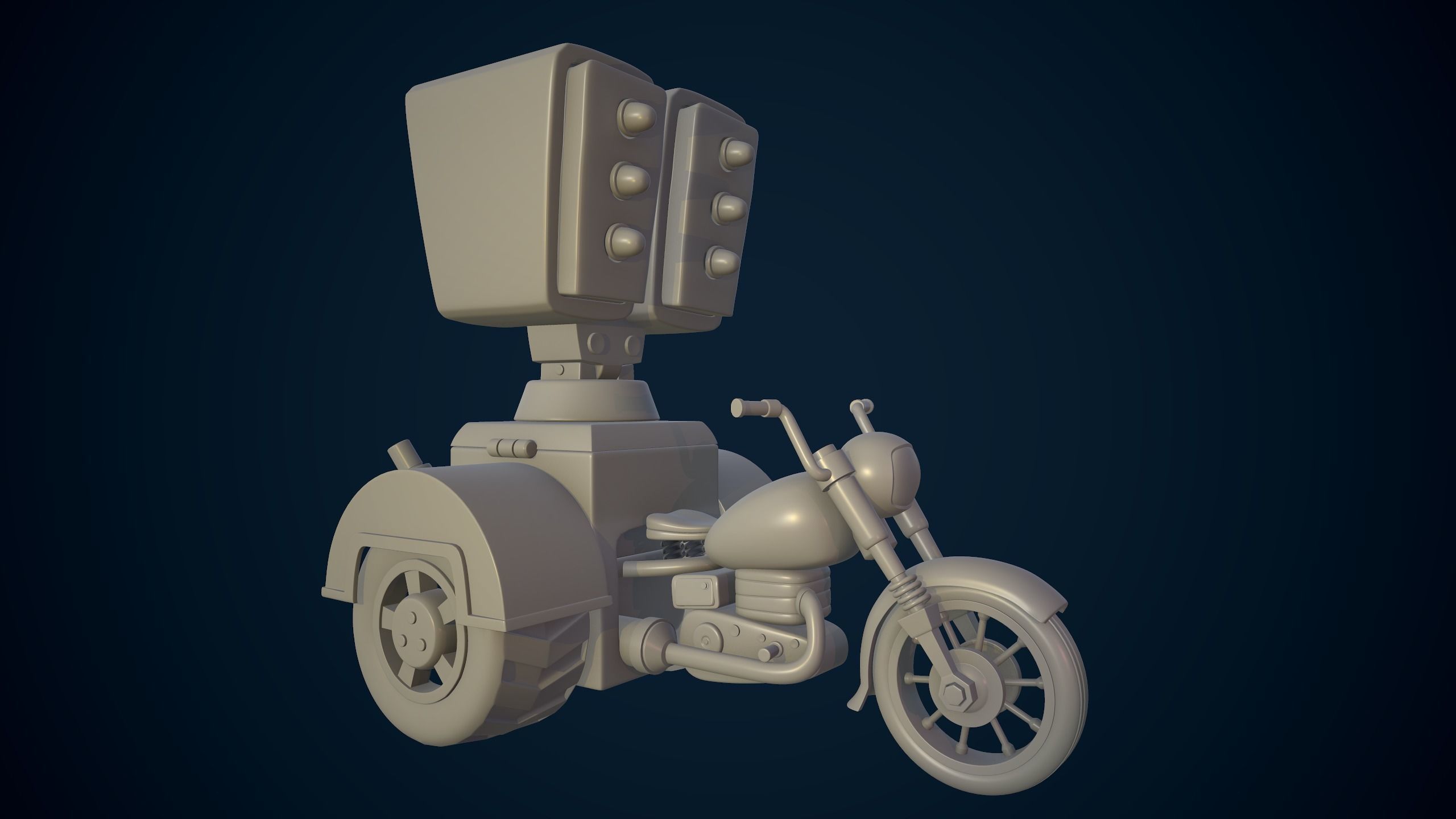 Motorcycle with two lights Low-poly 3D model_4