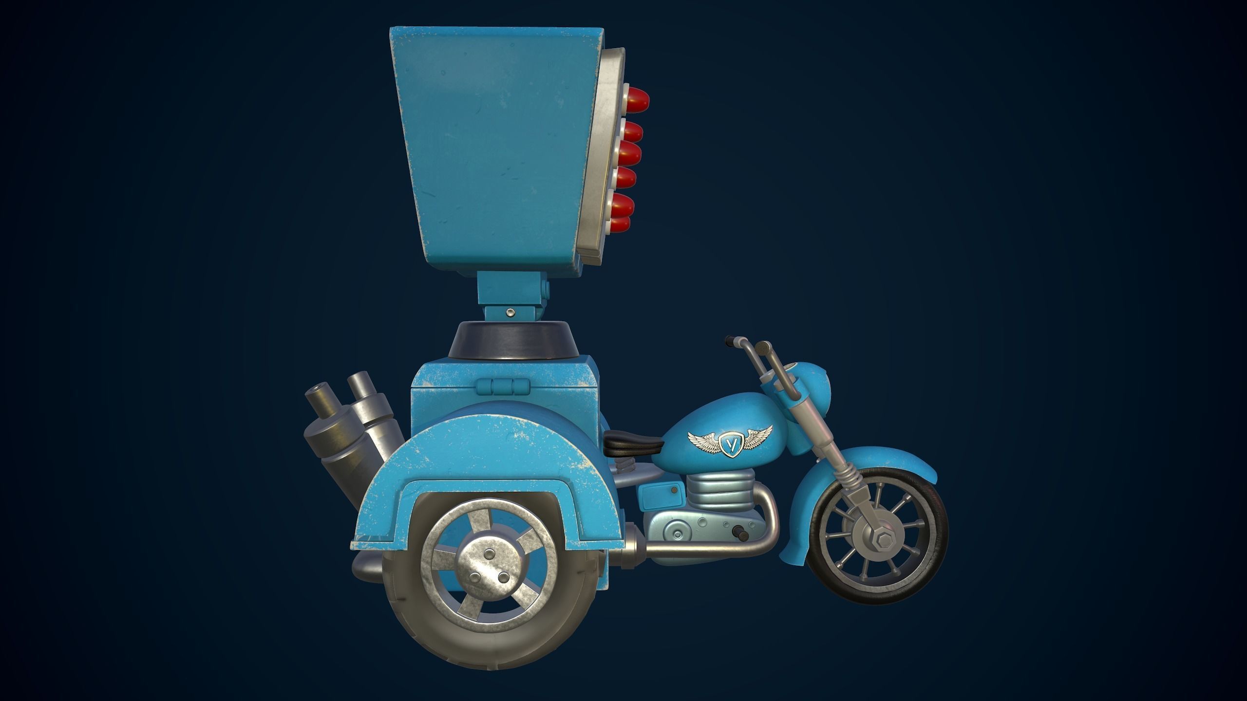 Motorcycle with two lights Low-poly 3D model_2