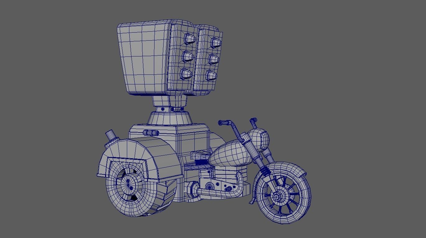 Motorcycle with two lights Low-poly 3D model_5