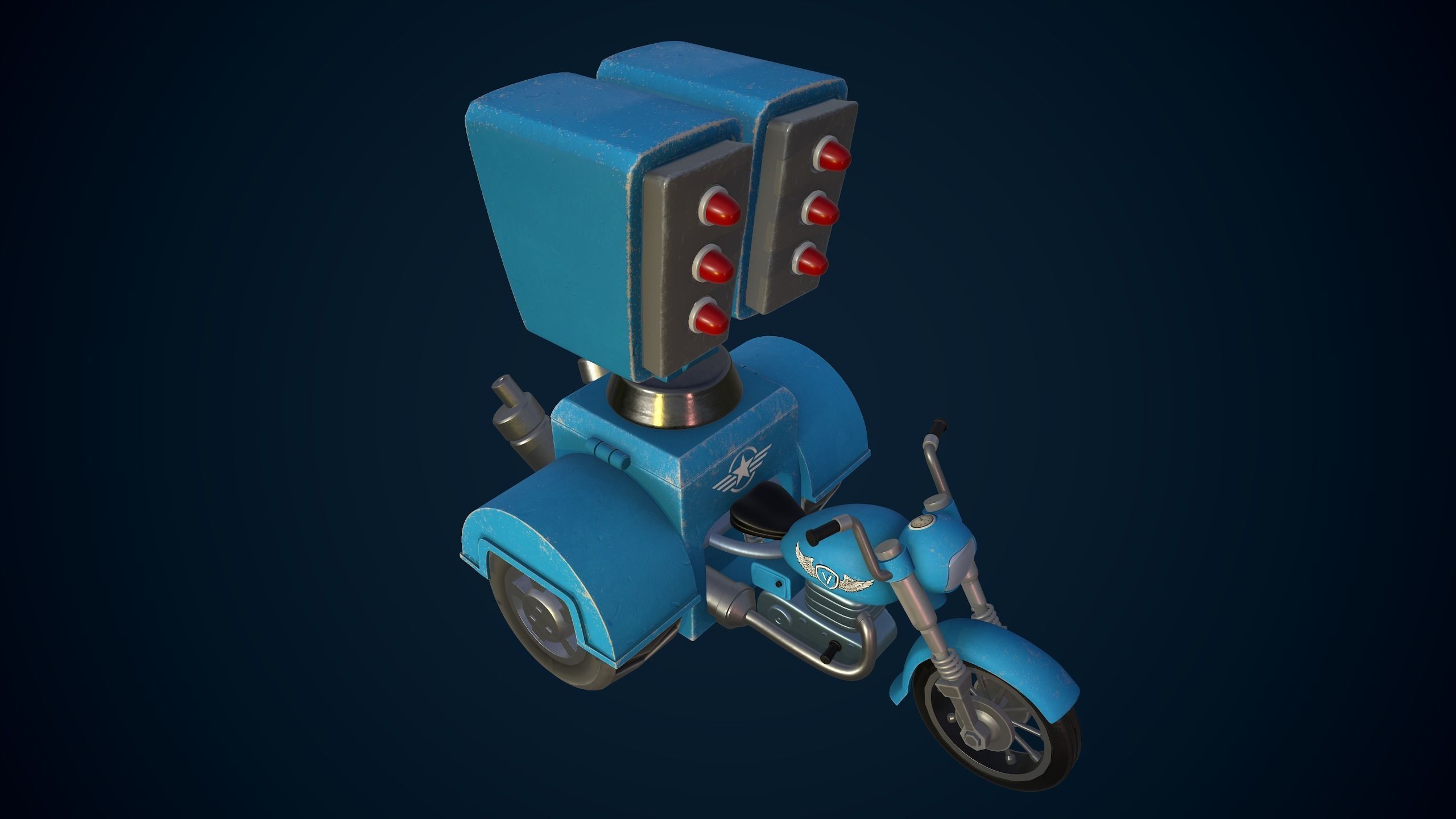 Motorcycle with two lights Low-poly 3D model_3