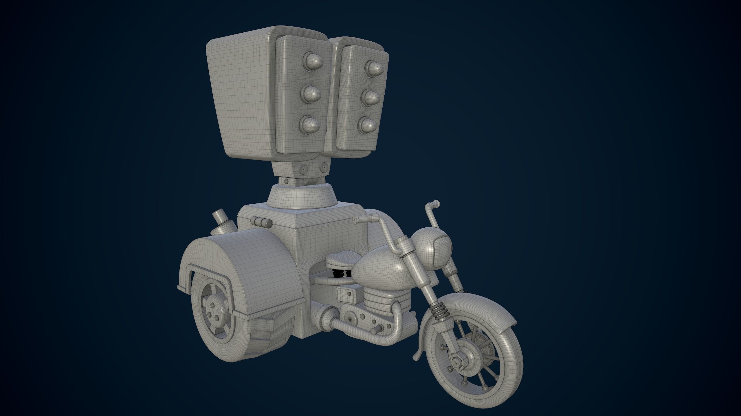 Motorcycle with two lights Low-poly 3D model_6