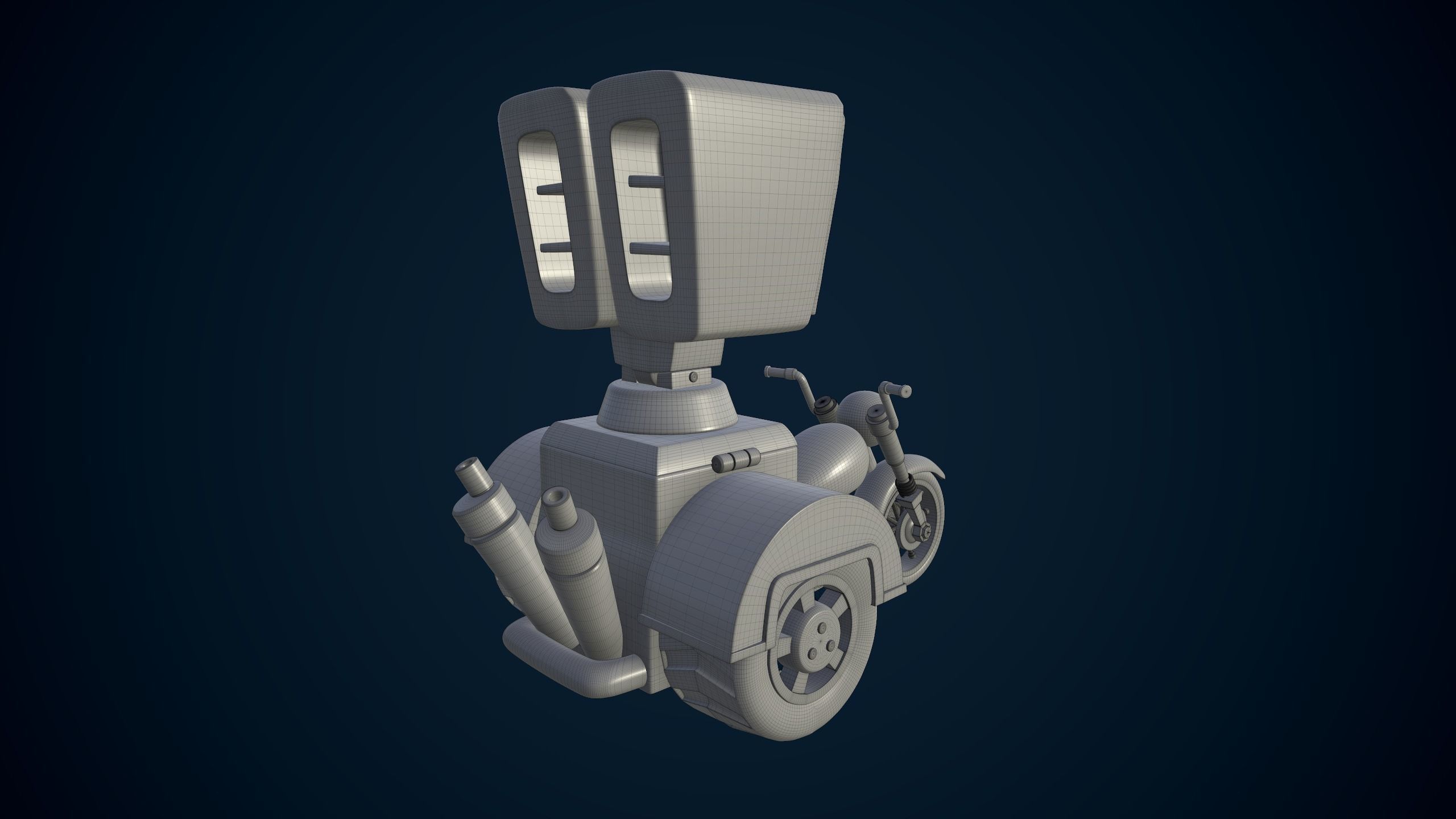 Motorcycle with two lights Low-poly 3D model_7
