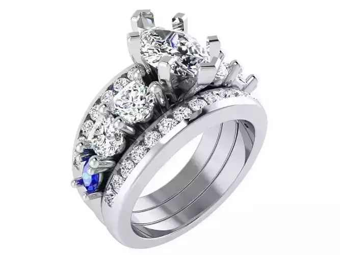 3-Row diamond ring 2886 3D print model