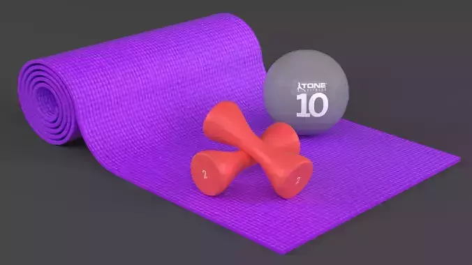 Yoga Mat and Dumbbells