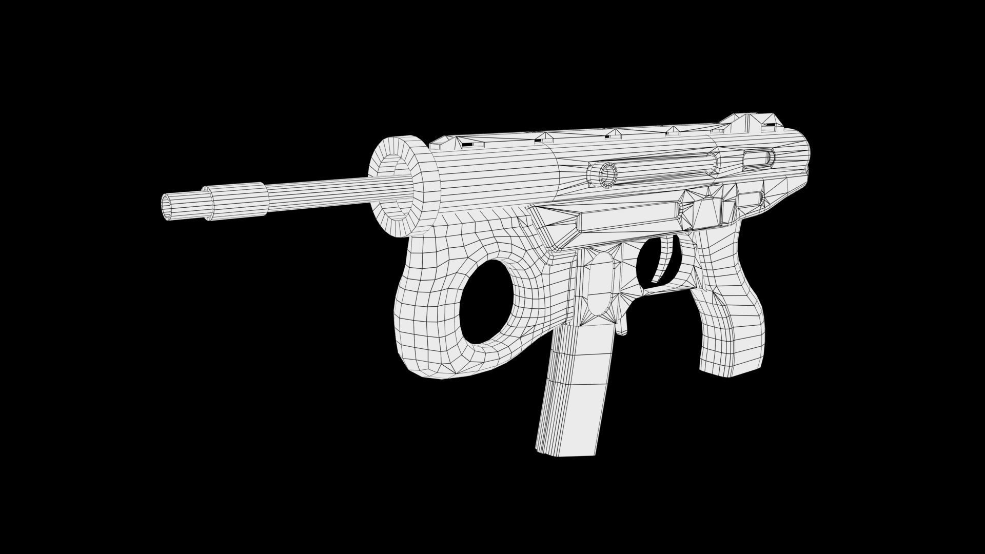 smg gun Low-poly 3D model_7