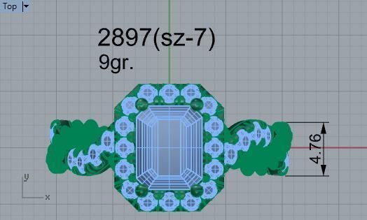 Textured round diamond ring 2897 3D print model 3D print model_4
