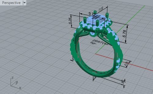 Textured round diamond ring 2897 3D print model 3D print model_7