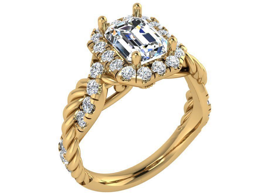 Textured round diamond ring 2897 3D print model 3D print model_1