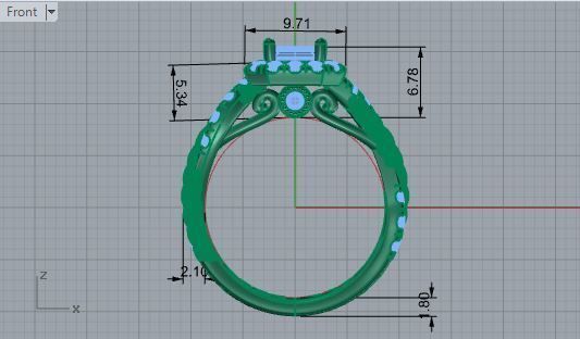 Textured round diamond ring 2897 3D print model 3D print model_5