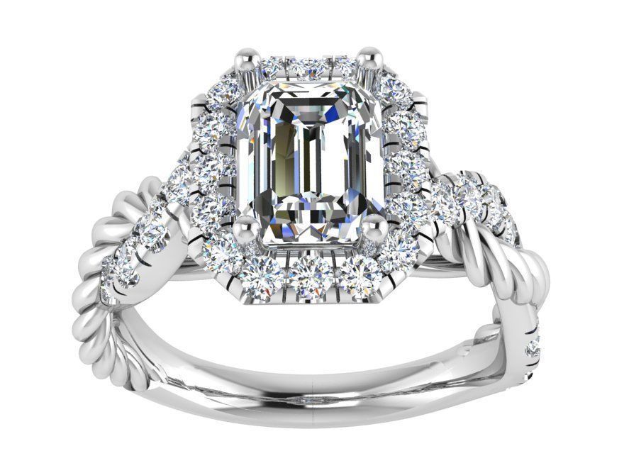 Textured round diamond ring 2897 3D print model 3D print model_2