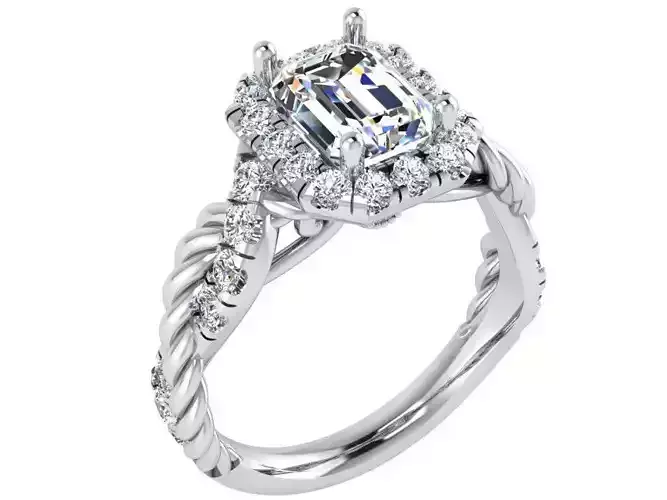 Textured round diamond ring 2897 3D print model 