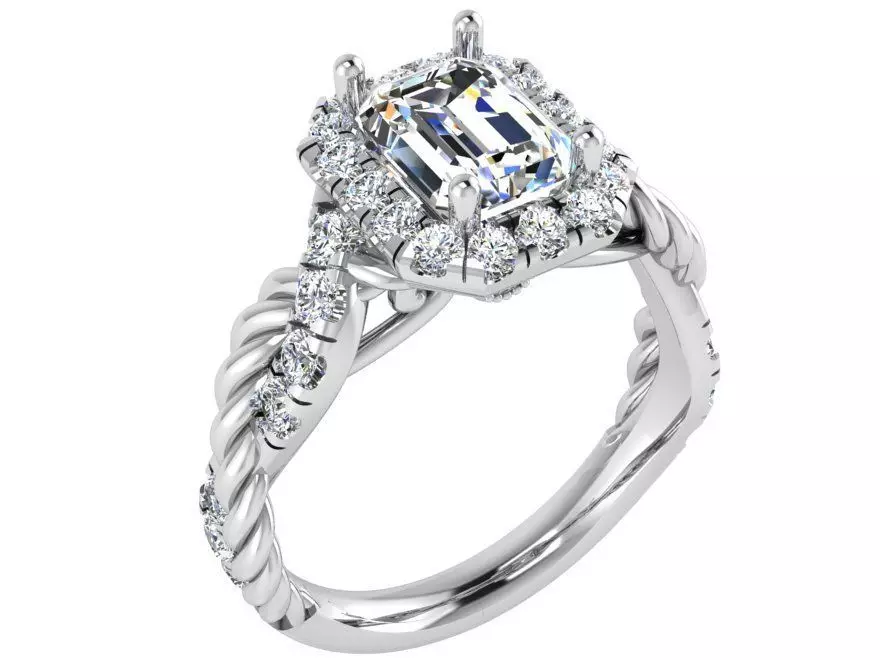 Textured round diamond ring 2897 3D print model 3D print model_0