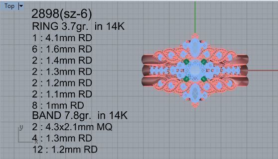 Crown diamond ring with 2-Bands 2898 3D print model 3D print model_4