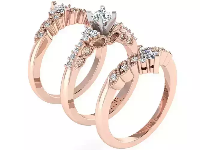 Crown diamond ring with 2-Bands 2898 3D print model 