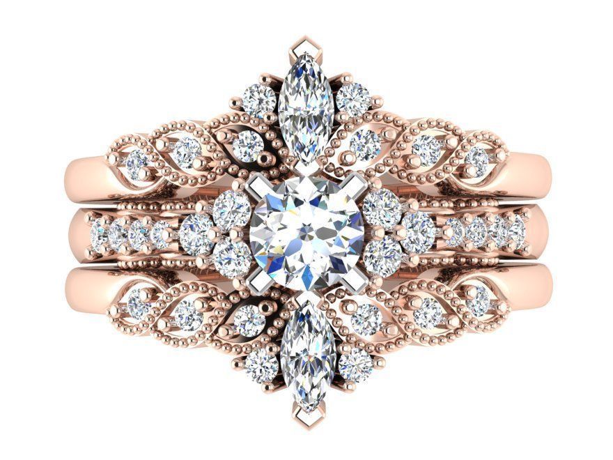 Crown diamond ring with 2-Bands 2898 3D print model 3D print model_2