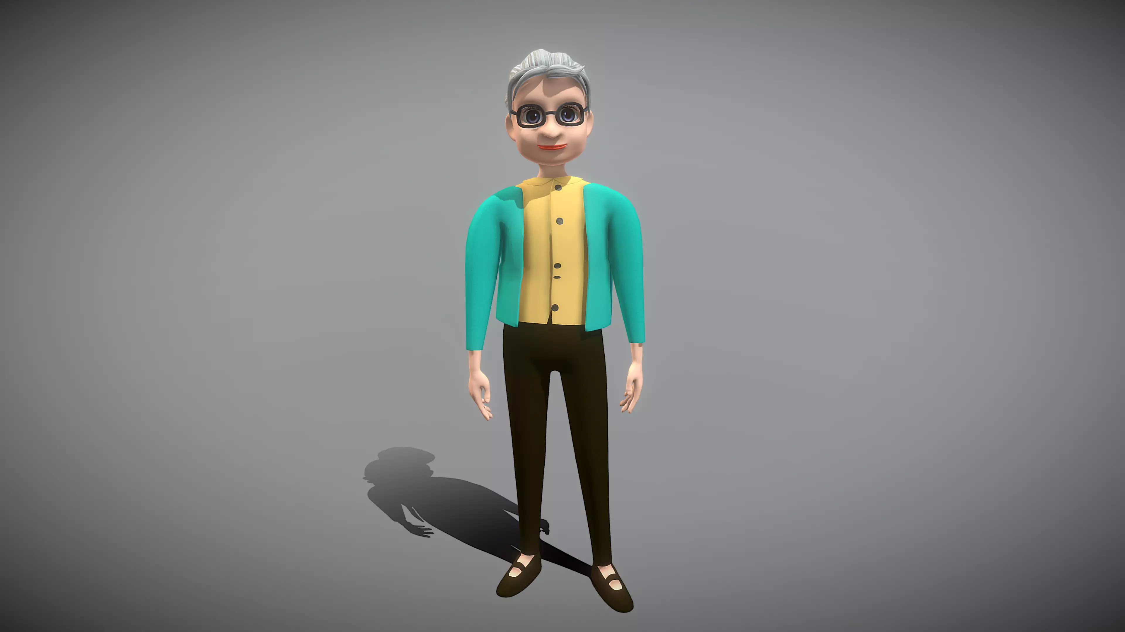 Cartoon Old Woman Low-poly 3D model_0