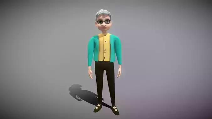 Cartoon Old Woman Low-poly 3D model