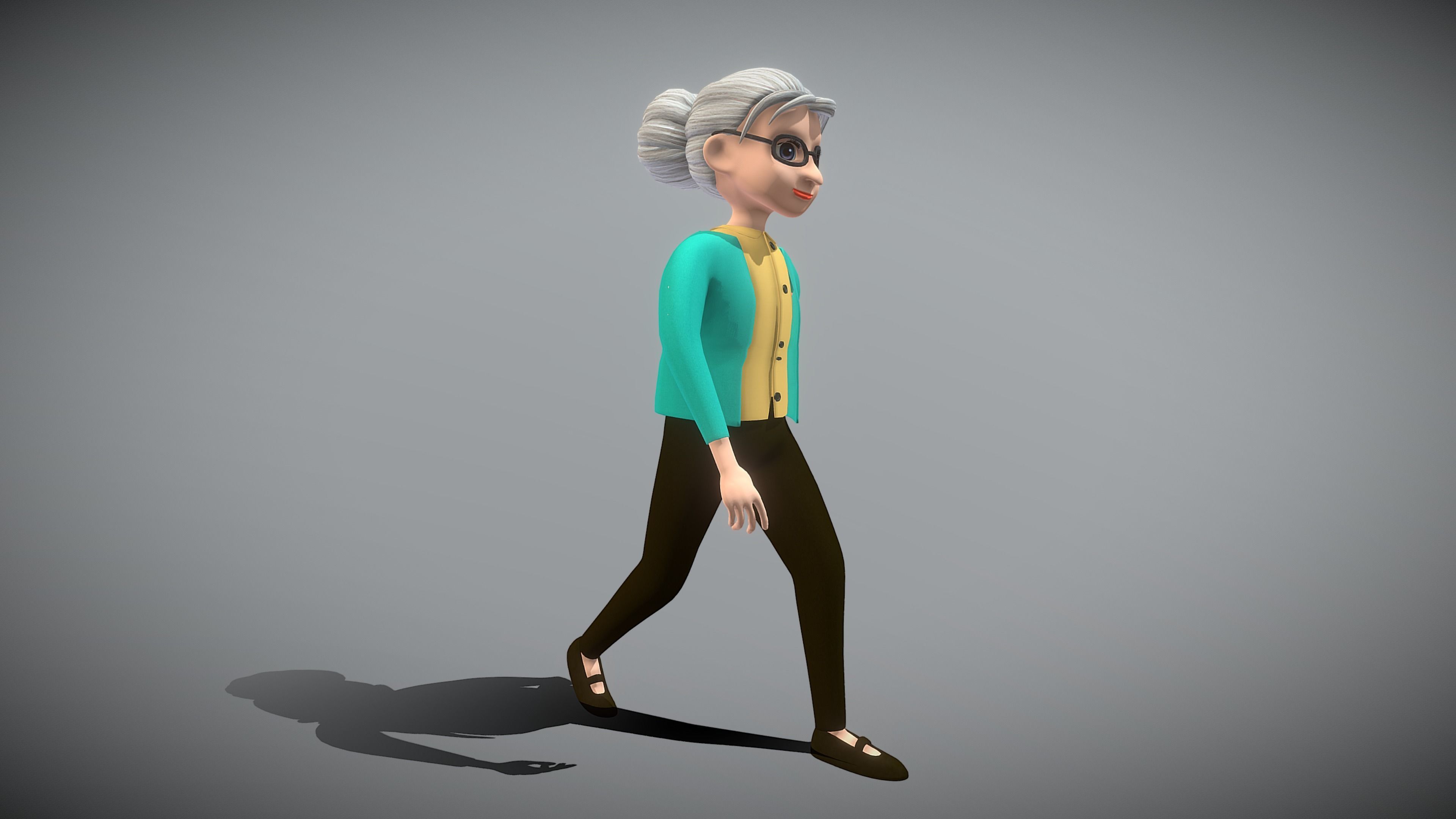 Cartoon Old Woman Low-poly 3D model_3