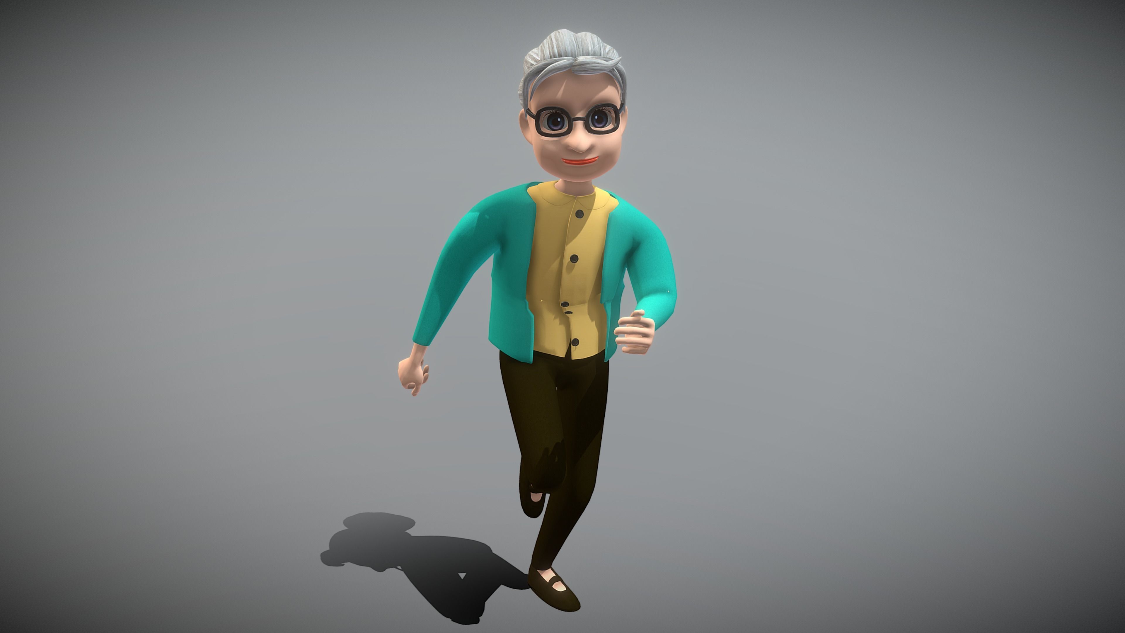 Cartoon Old Woman Low-poly 3D model_4