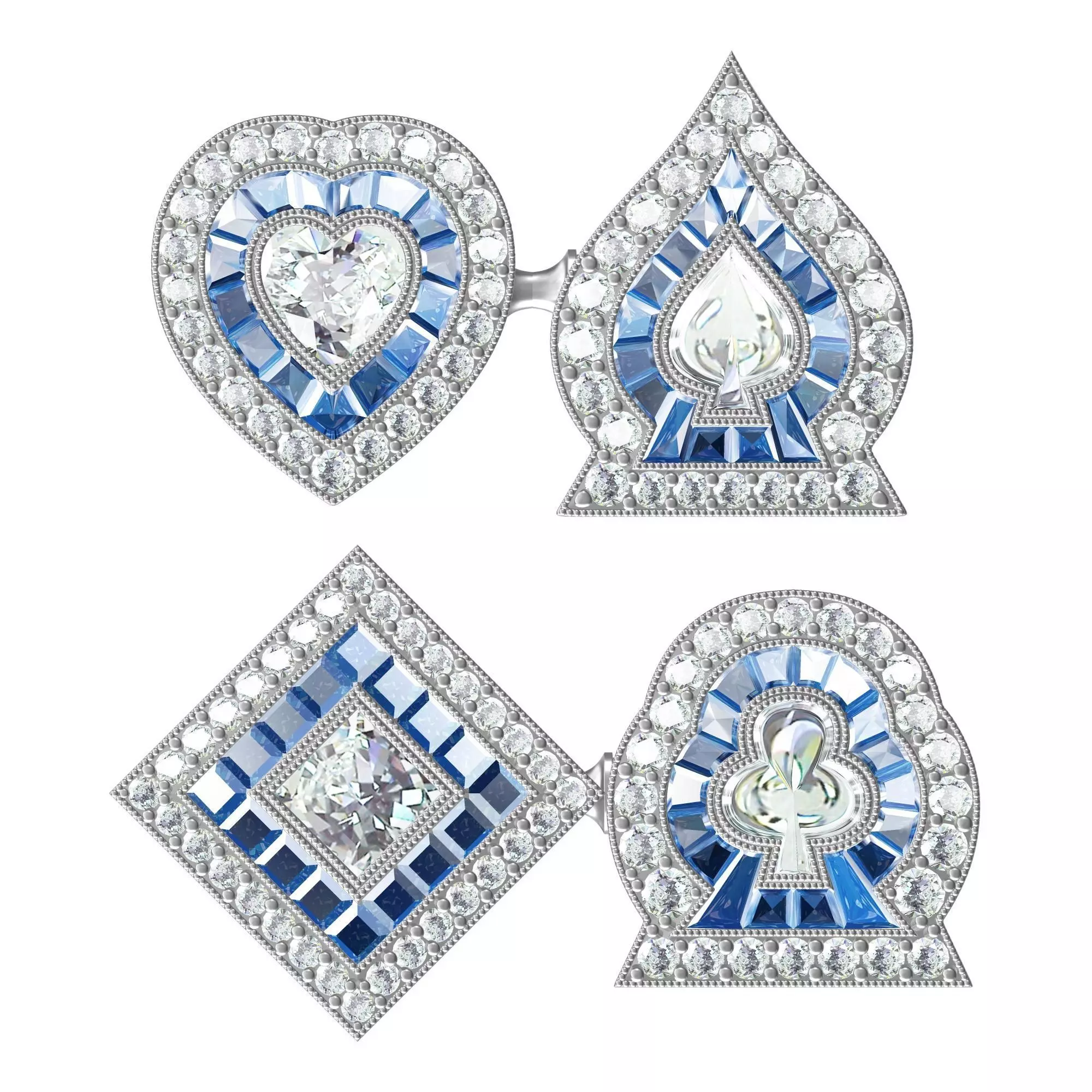 Playing Cards Cufflinks 3D print model