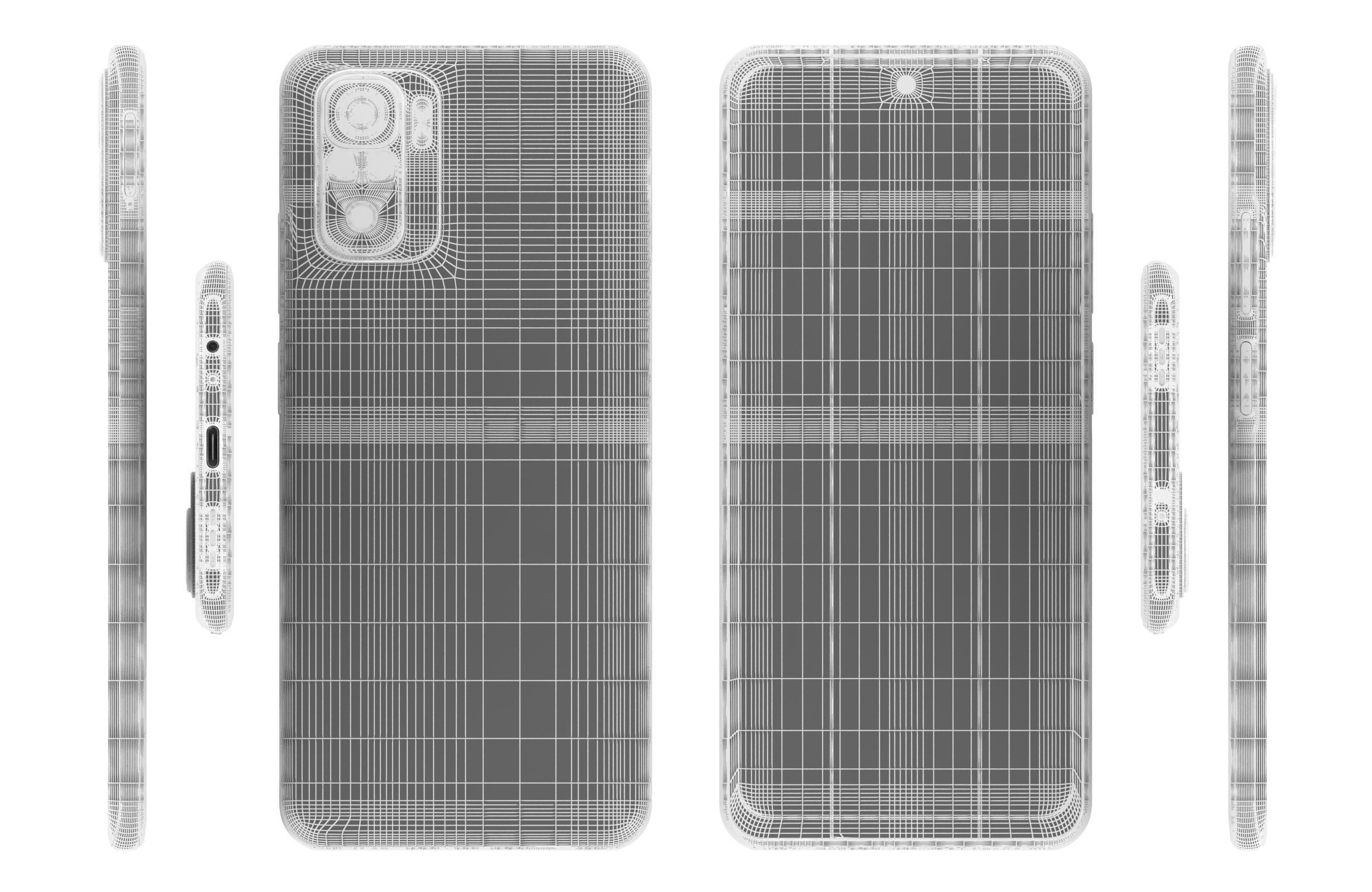 Xiaomi Poco M5s White Low-poly 3D model_17