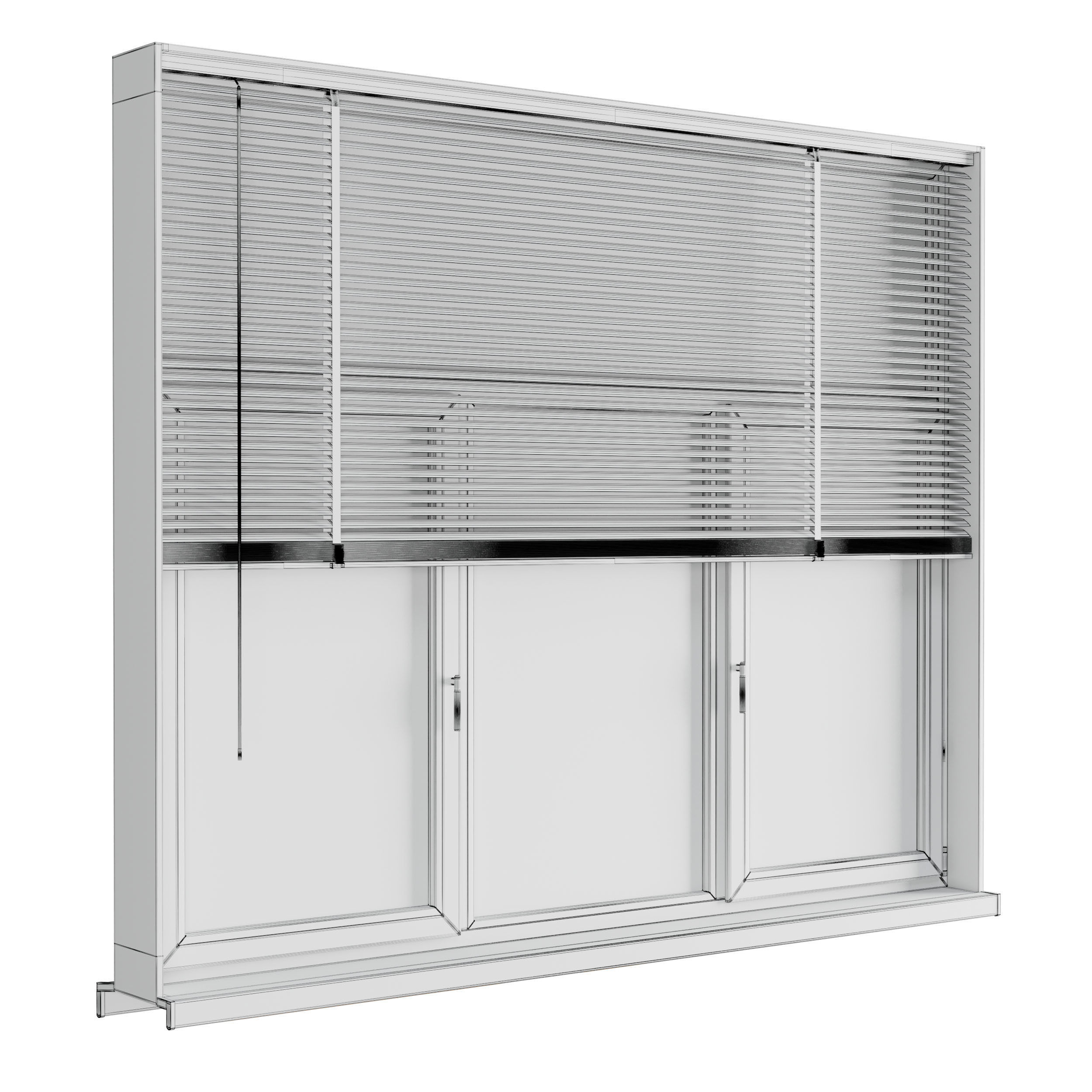 modern windows with Metal Blinds and wooden Low-poly 3D model_6