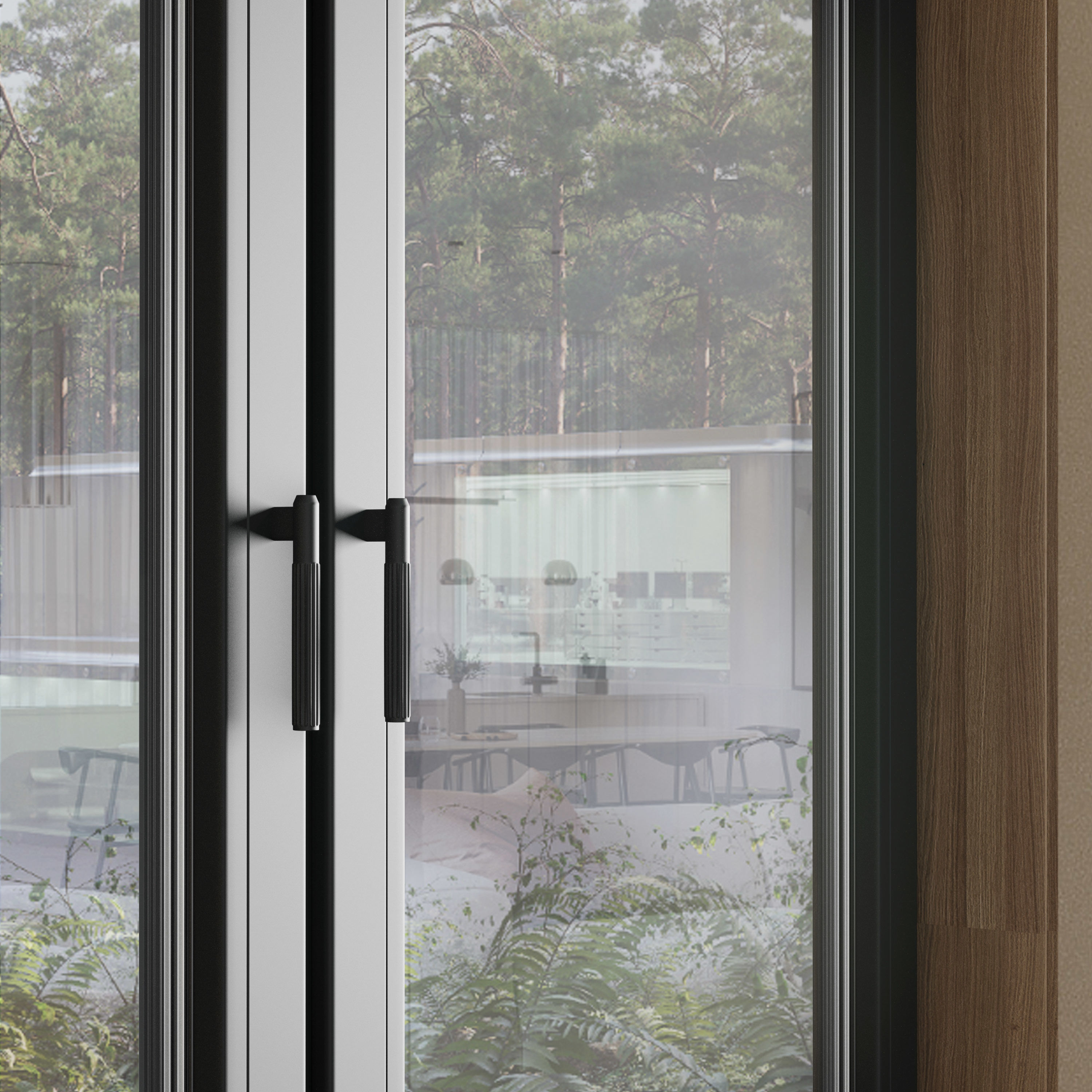 modern windows with Metal Blinds and wooden Low-poly 3D model_3