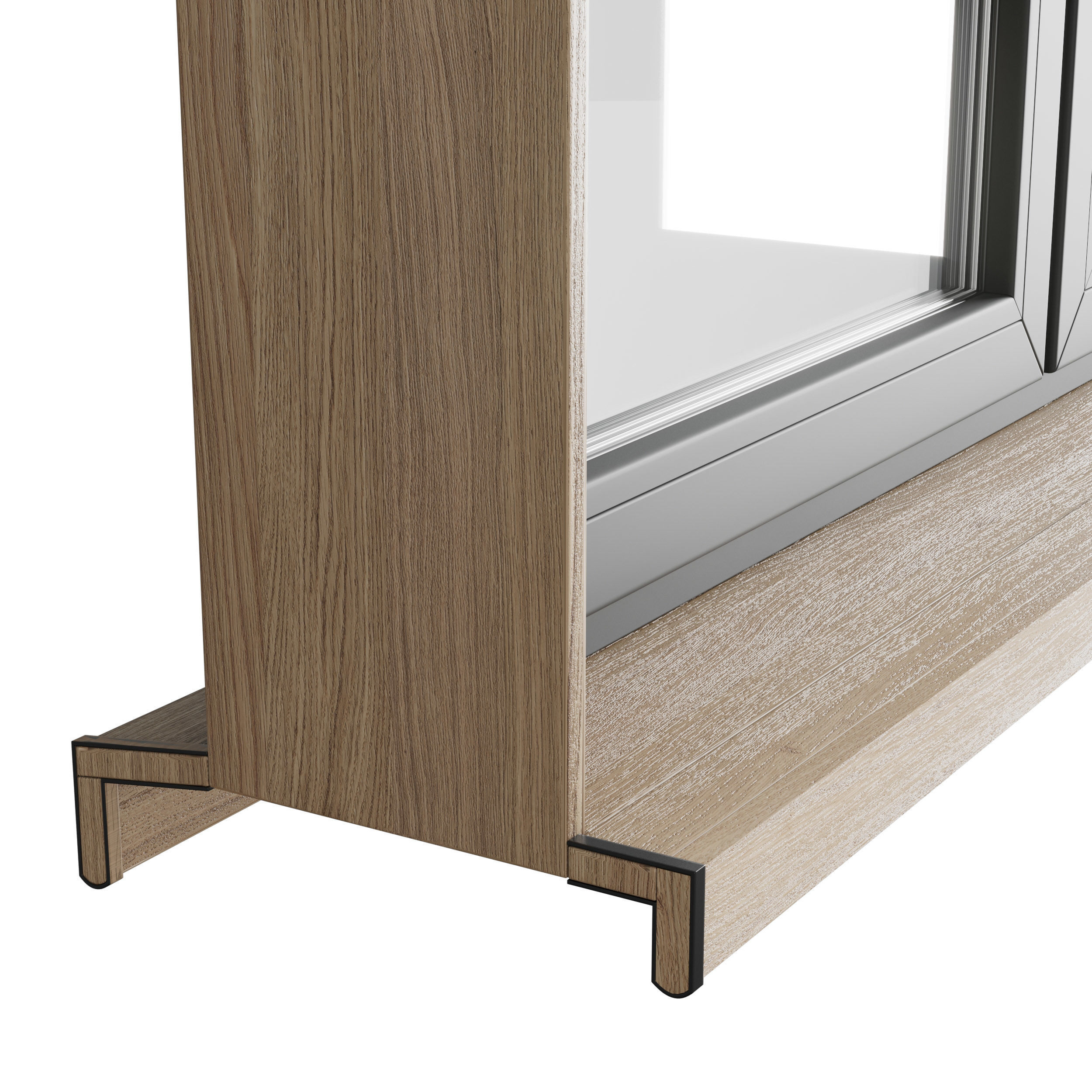 modern windows with Metal Blinds and wooden Low-poly 3D model_4