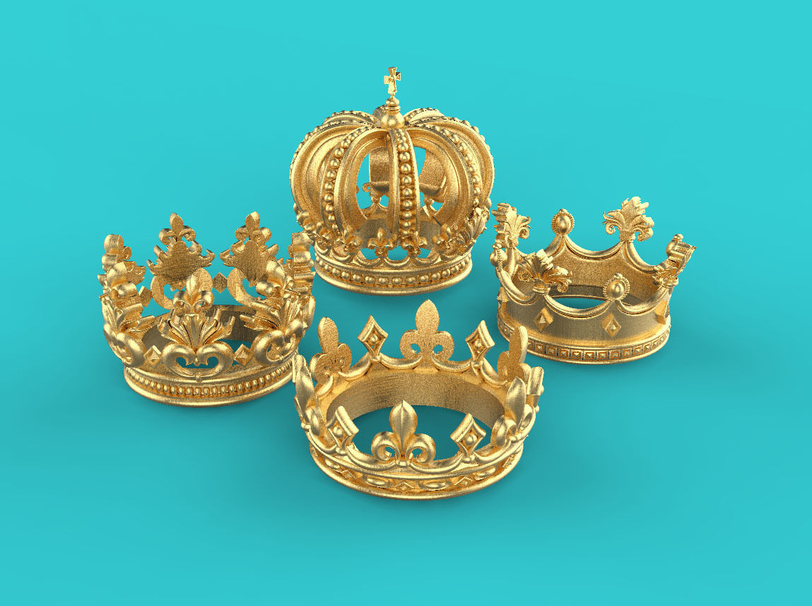 crown golden 3D print model_43