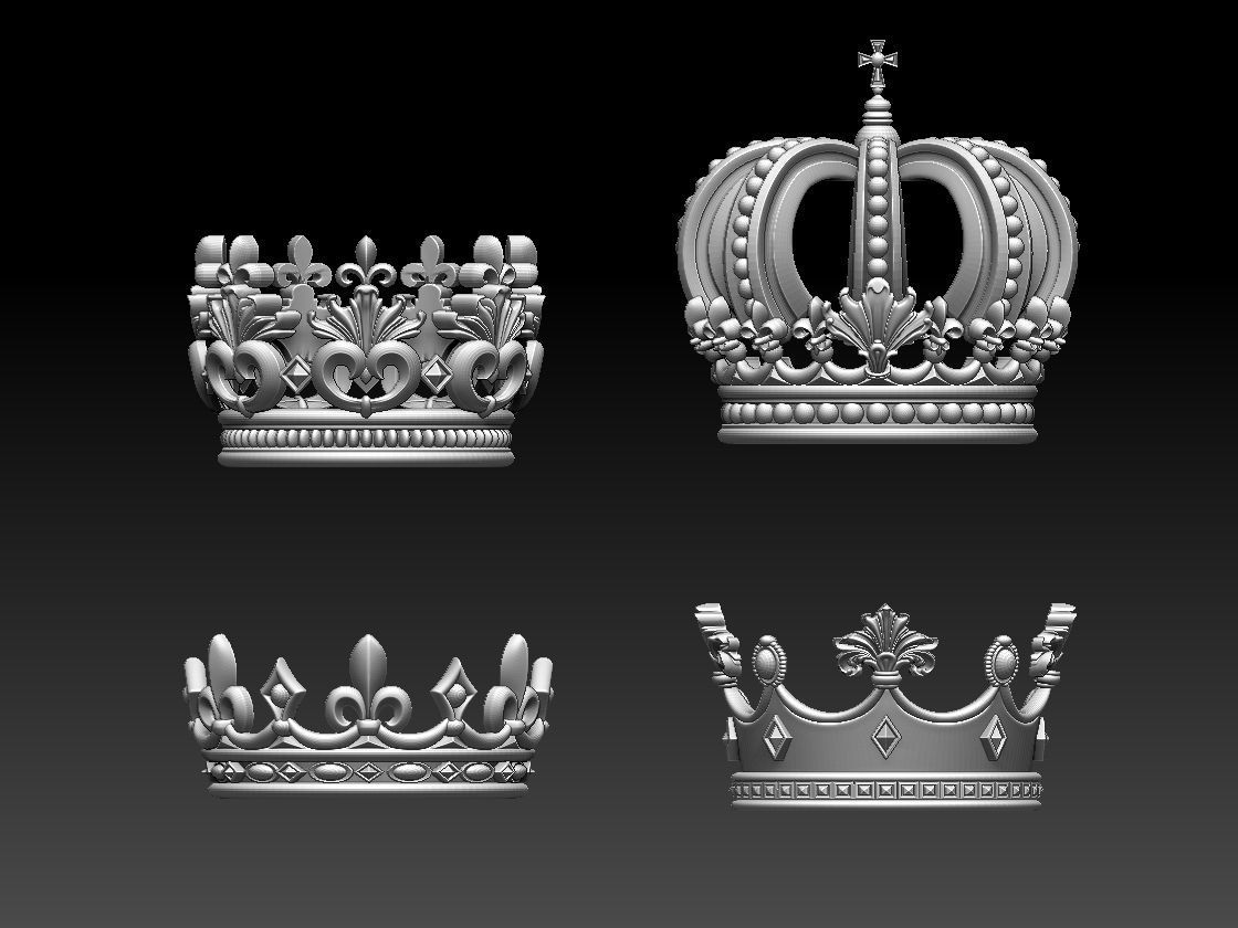 crown golden 3D print model_5