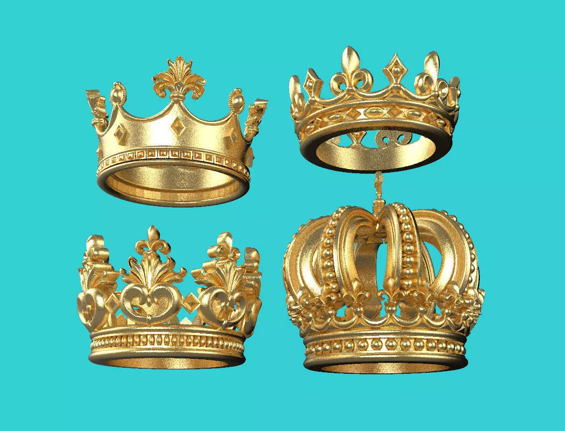 crown golden 3D print model_0
