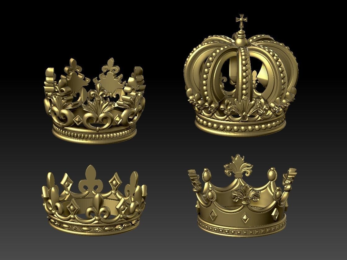crown golden 3D print model_11