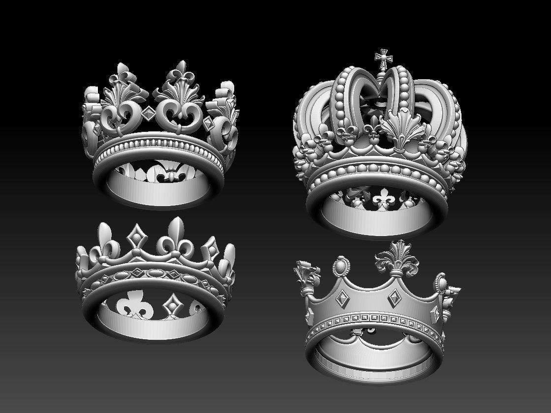 crown golden 3D print model_39