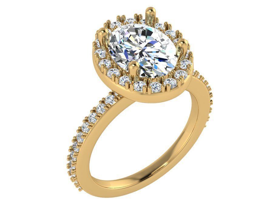 Oval diamond ring 2904 3D print model 3D print model_1