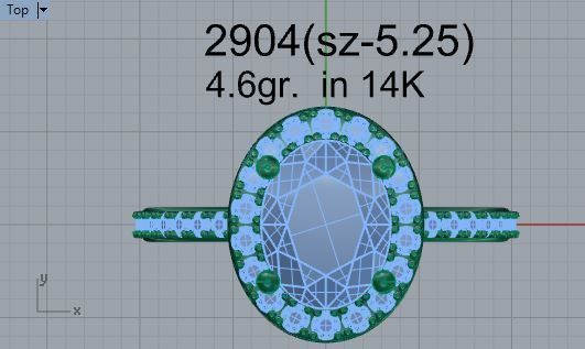 Oval diamond ring 2904 3D print model 3D print model_4